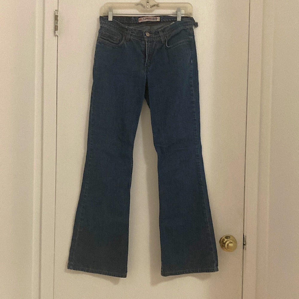 Vintage Dark Wash Low Rise Flare Jeans
